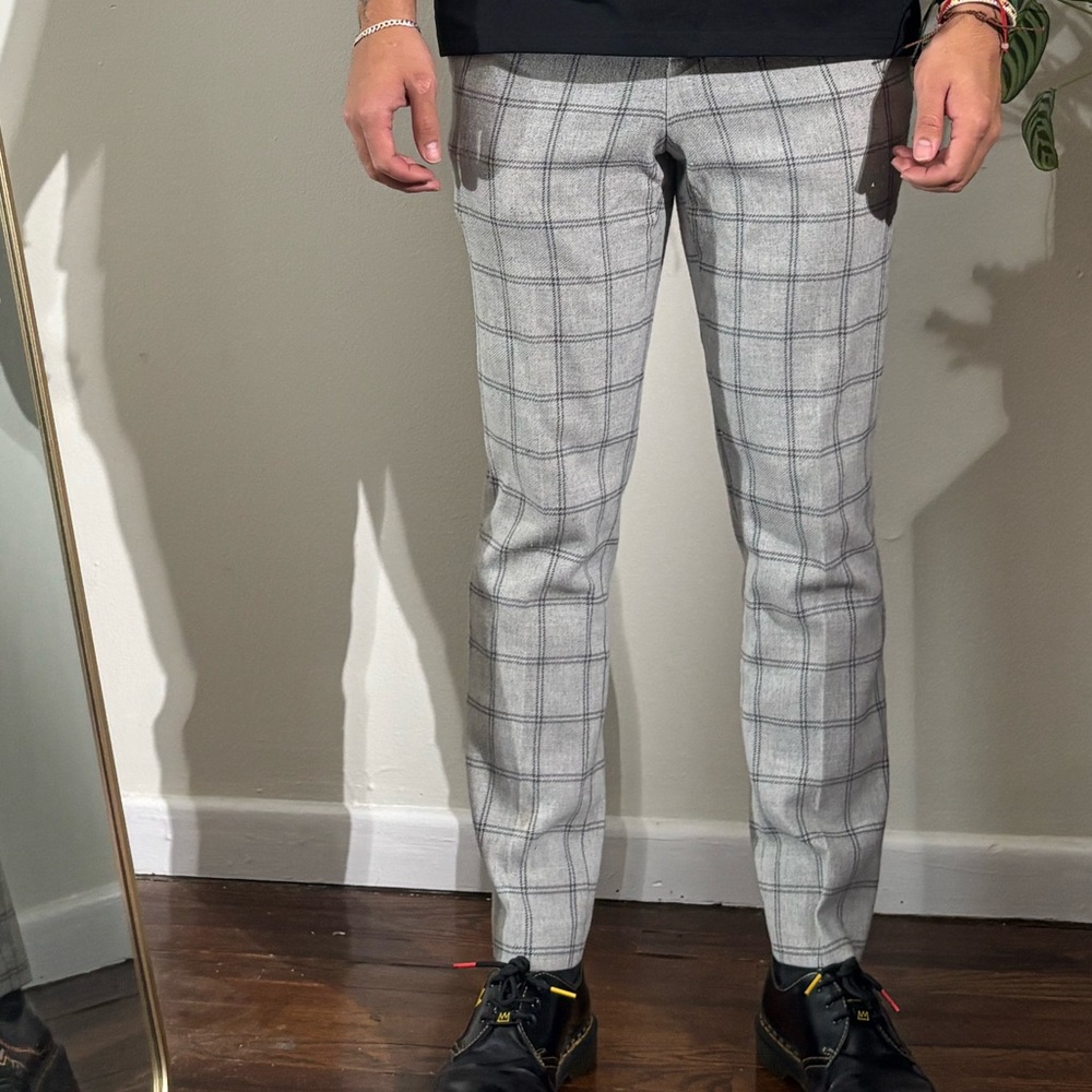 River Island Gray Checkered Trousers